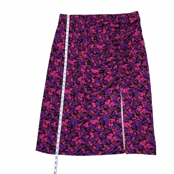ASOS DESIGN Curve Floral Midi Skirt Ruched Front Split Plus Size 20 - Picture 10 of 11